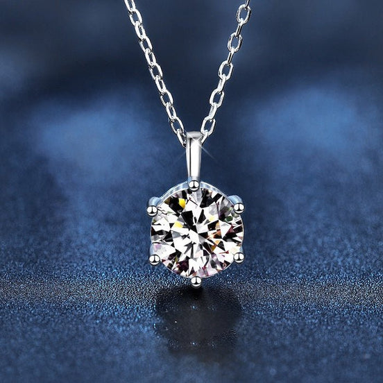 Collier en moissanite – modèle à 6 griffes en argent sterling 925