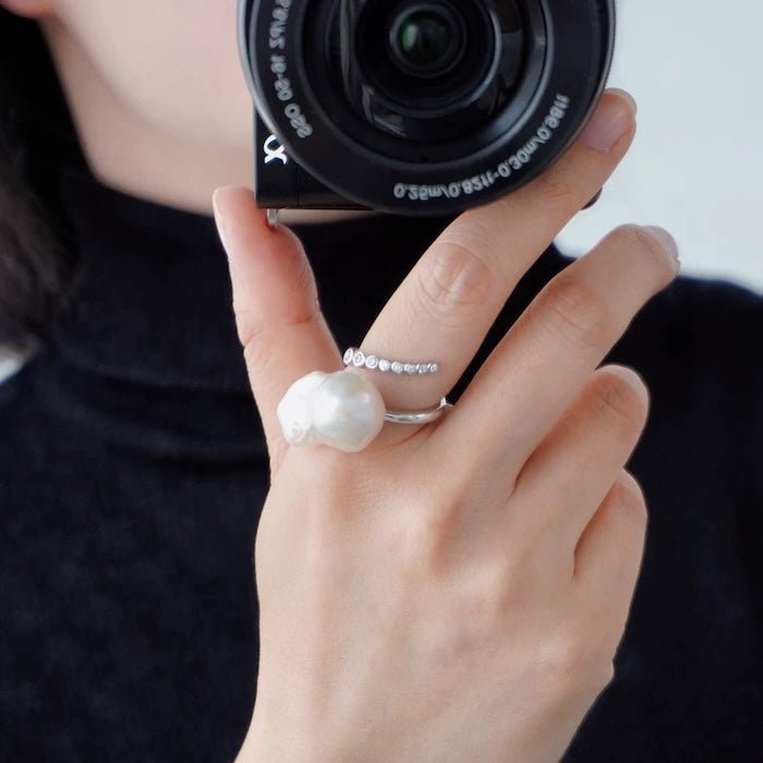 Barockperlenring mit Zirkonia