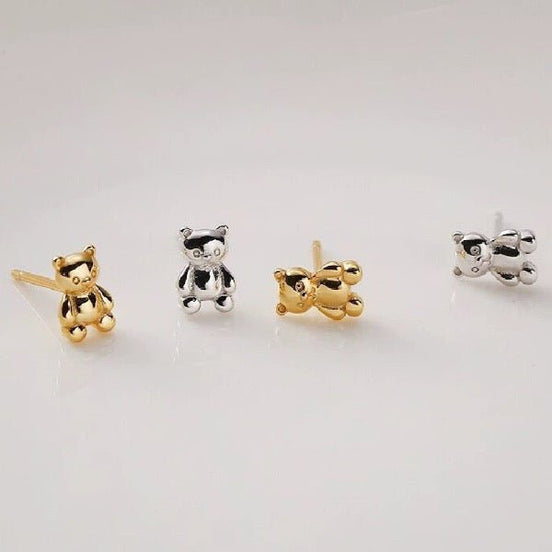 Teddy bear jewelry set with earrings and necklace