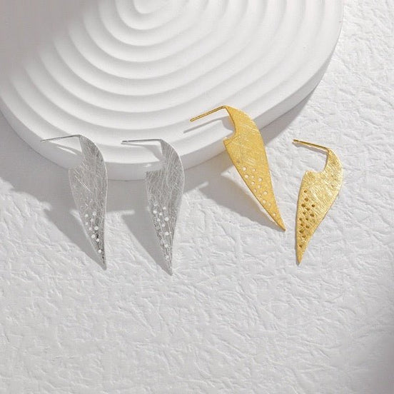 Handmade luxurious frosted leaf earrings