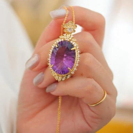 Royal Amethyst Pendant – Gold Vermeil &amp; Zirconia