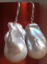 Large drop earrings with large baroque pearls
