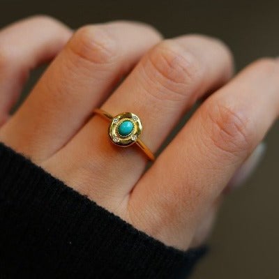 Oval turquoise ring – gold vermeil
