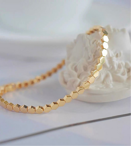 schlankes, sechskantiges Armband mit Goldvermeil