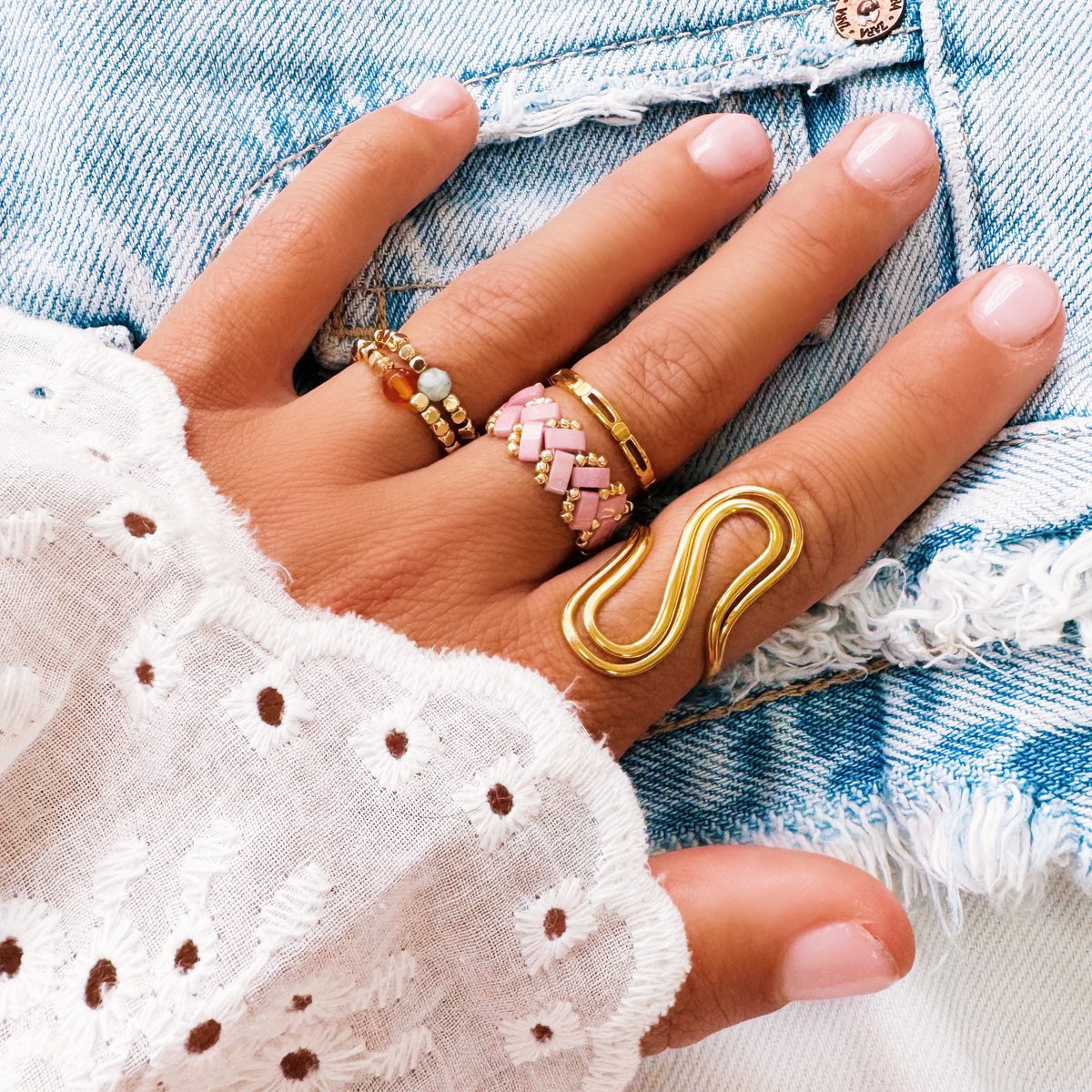 geloopter, Goldfarbener Edelstahlring